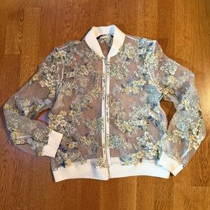 Zara Basic Collection Women’s Sheer Floral Print Bomber Size Small Y2K